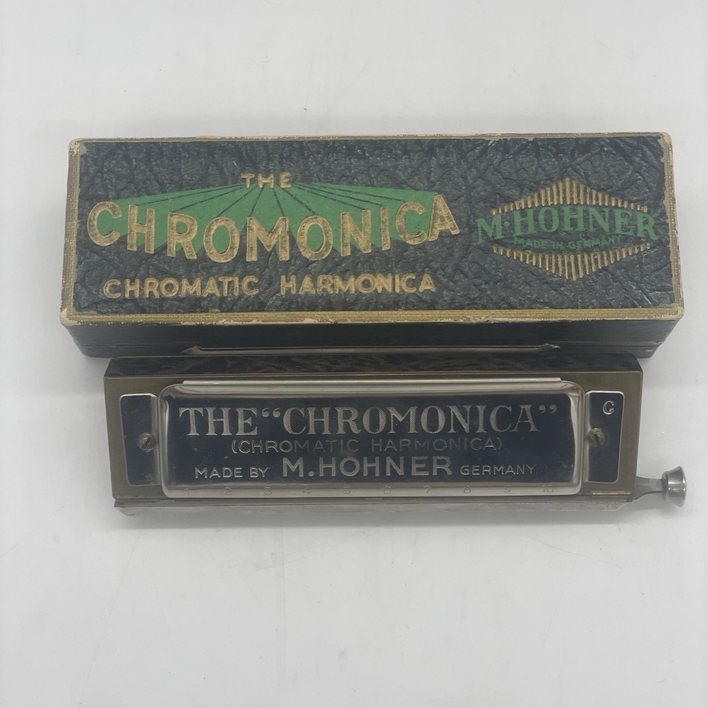 Vintage M Hohner‎ "the Chromonica" Harmonica In C Key with Box Amazing Condition